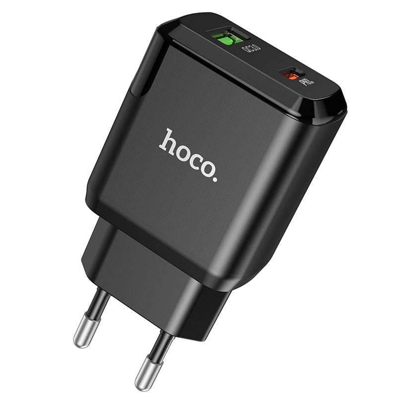 Incarcator Retea USB HOCO N5 Favor, Quick Charge, 20W, 1 X USB - 1 x USB Tip-C, Negru 