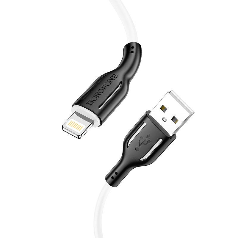 Cablu Date si Incarcare USB la Lightning Borofone BX63 Charming, 1 m, 2.4A, Alb-Negru 