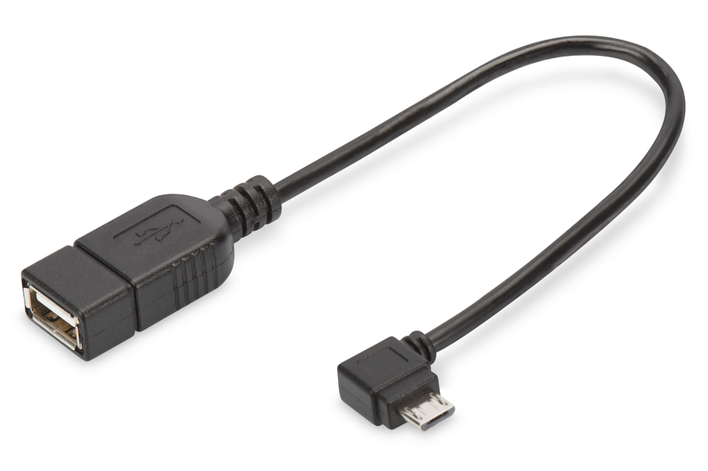 Adaptor OTG USB la MicroUSB Assmann DIGITUS, 0.15m, Negru AK-300313-002-S 