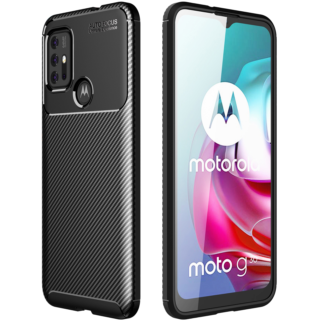 Husa TPU OEM Shockproof Carbon pentru Motorola Moto G30 / Motorola Moto G10 / Motorola Moto G10 Power / Motorola Moto G20, Neagra 