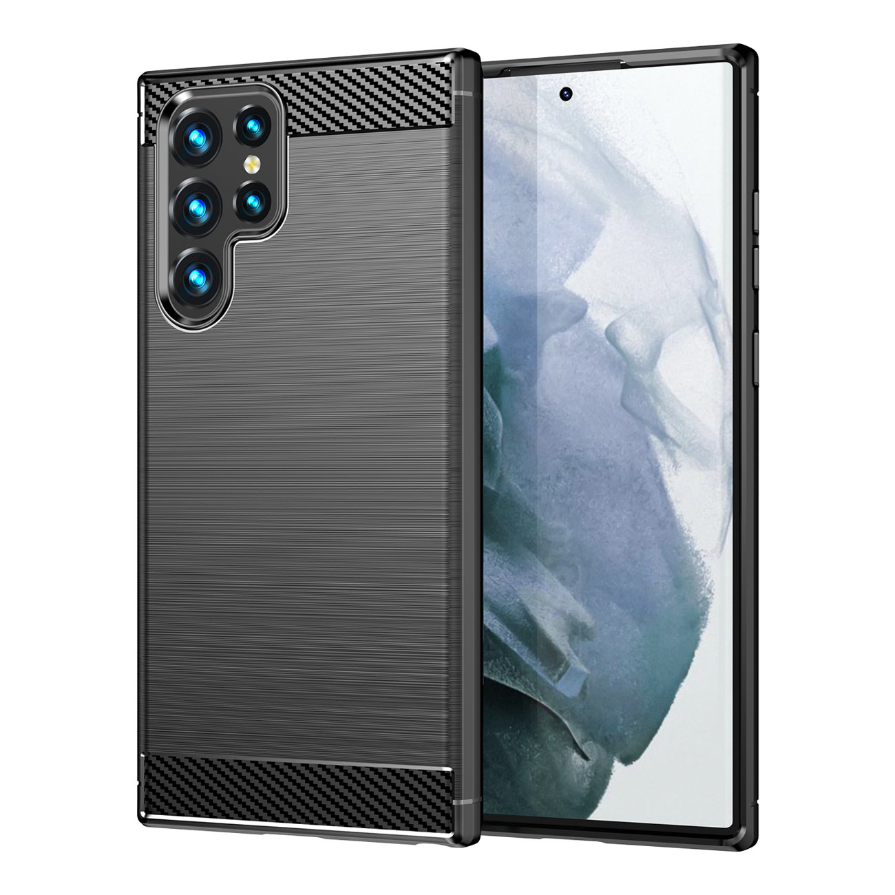 Husa TPU OEM Carbon pentru Samsung Galaxy S22 Ultra 5G S908, Neagra 