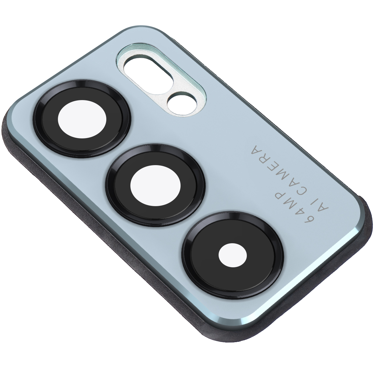 Geam Camera Spate - Rama Camera Spate Oppo Reno6 5G, Wide + Ultrawide + Macro, Albastru (Aurora Blue) 