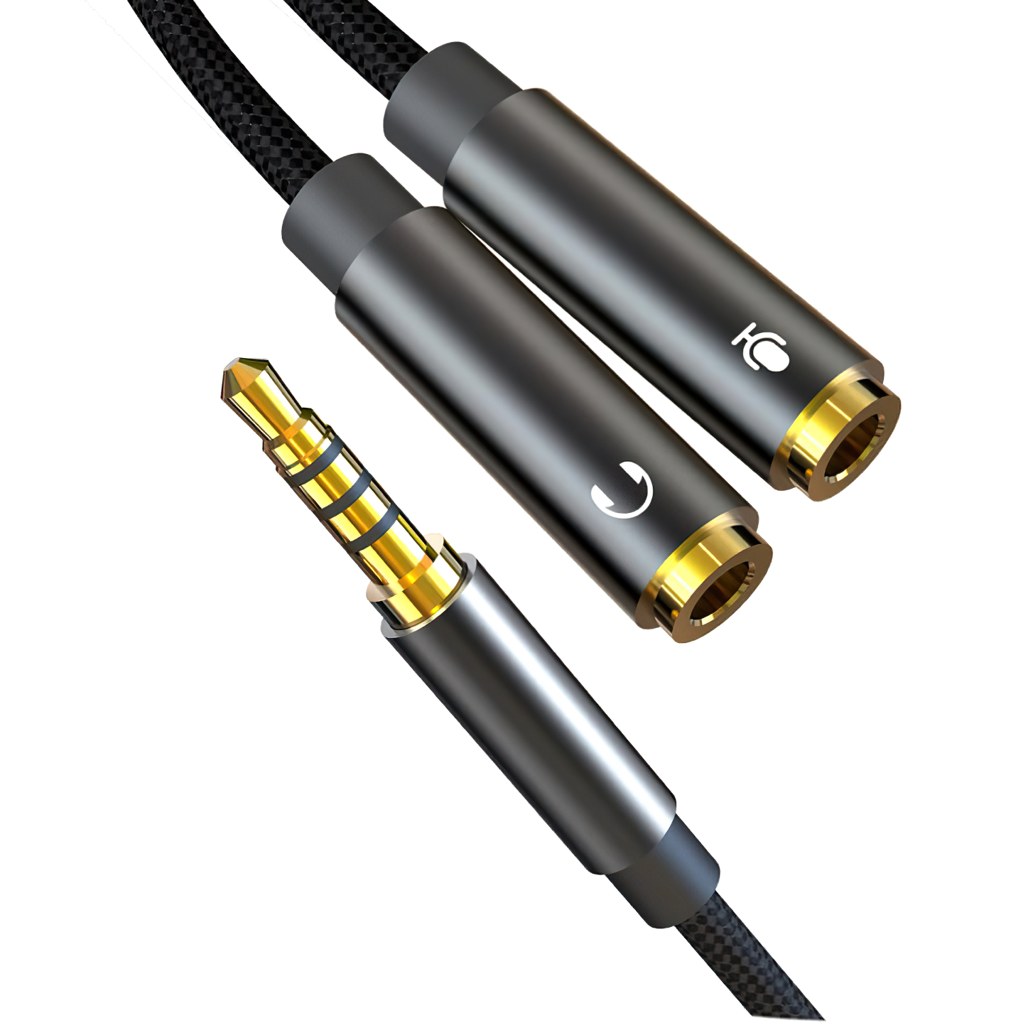 adaptor-audio-3.5-mm-la-3.5-mm-xo-design-nb-r197-2C-0.23-m-2C-trrs-tata---2-x-trrs-mama-2C-negru-