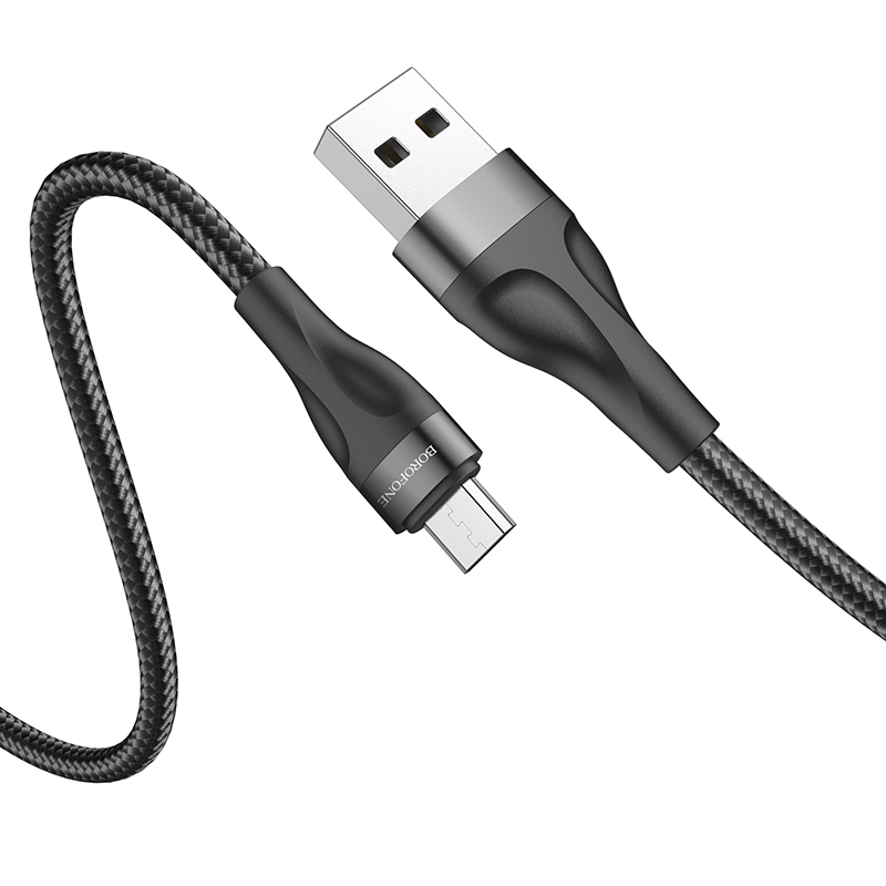Cablu Date si Incarcare USB la MicroUSB Borofone BX61, 1 m, 2.4A, Negru 