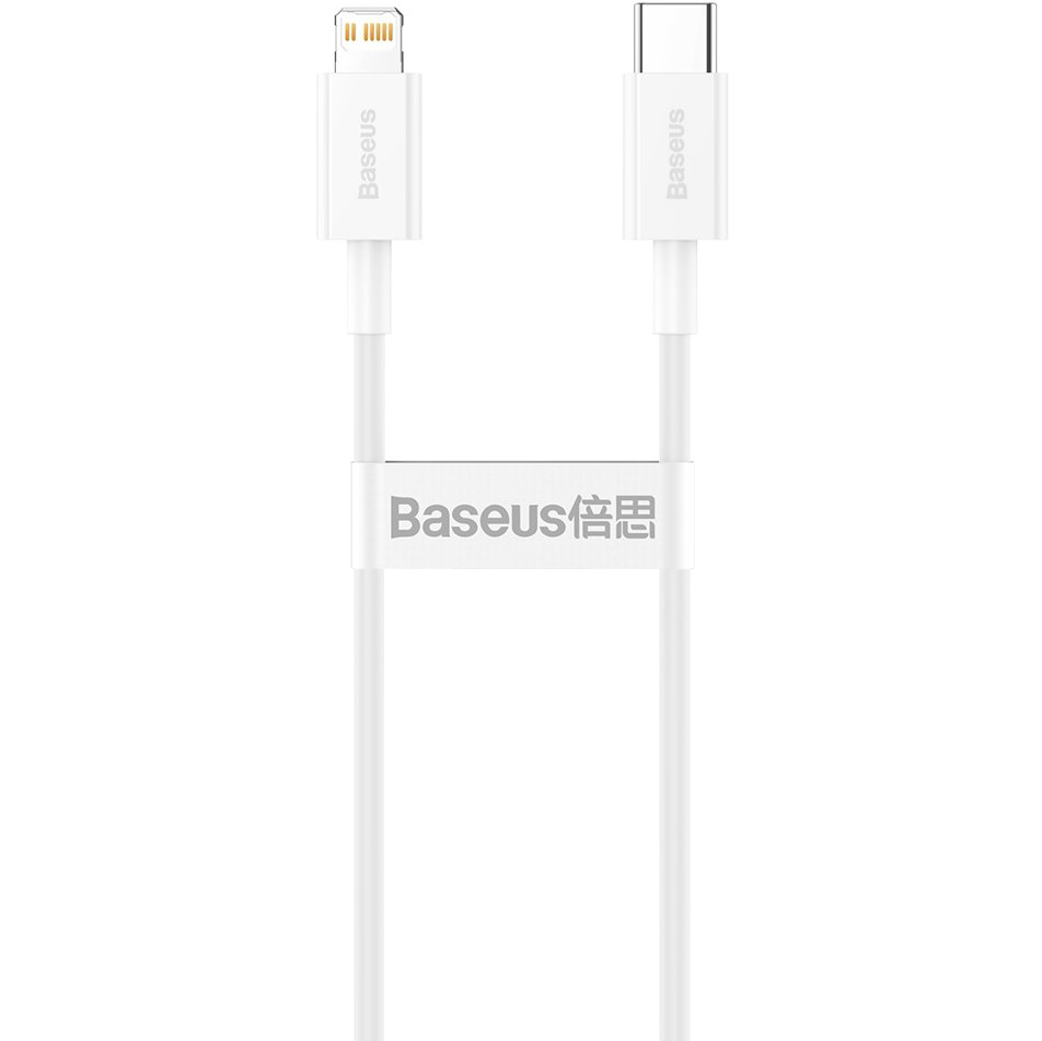 Cablu Date si Incarcare USB Type-C la Lightning Baseus Superior Series, 1 m, PD 20W, Alb CATLYS-A02 