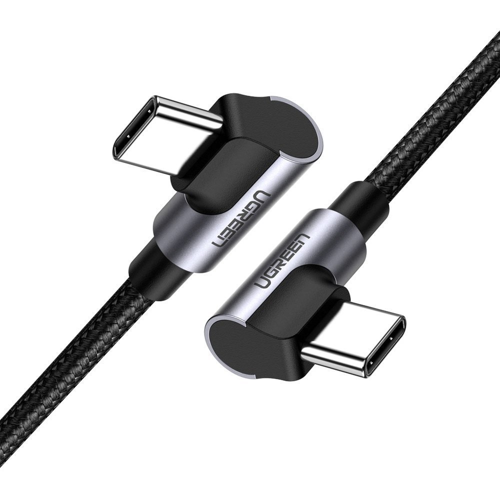 Cablu Date si Incarcare USB Type-C la USB Type-C UGREEN US323, Unghi 90, 60W, 1 m, Negru 