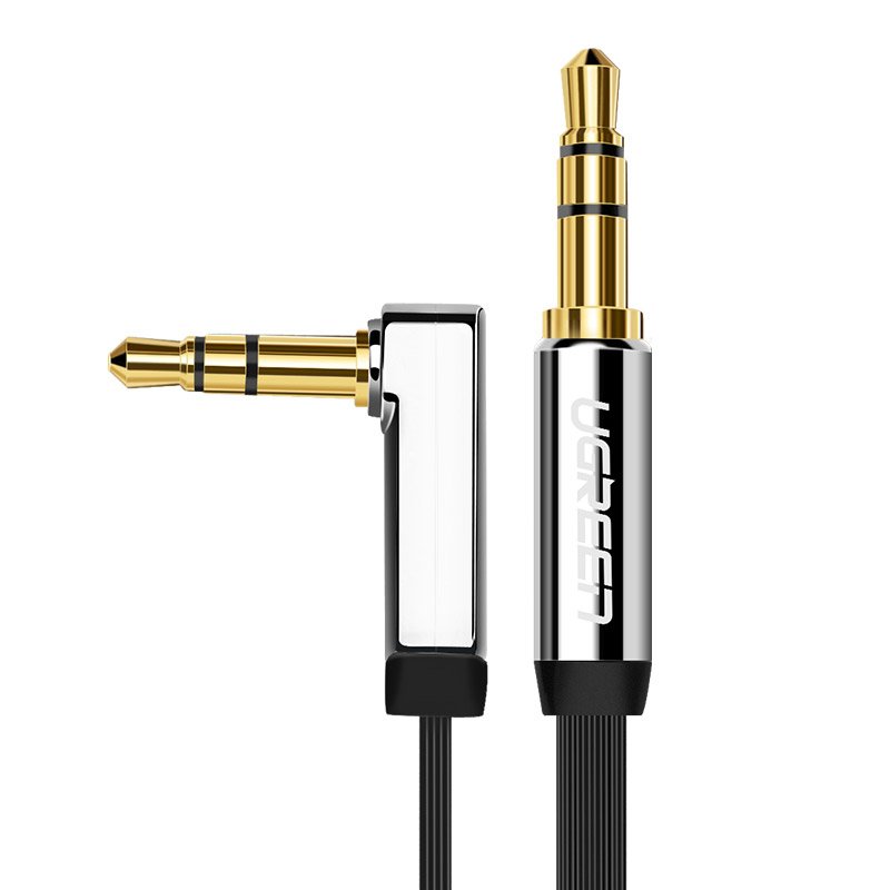 Cablu Audio 3.5 mm la 3.5 mm UGREEN AV112, 1 m, Unghi 90, Negru 