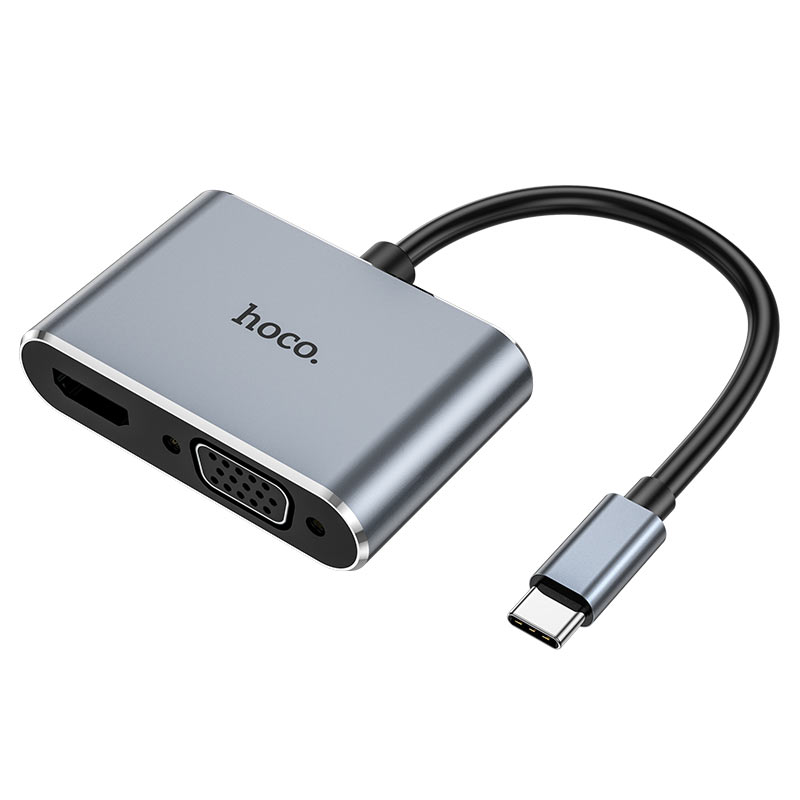 Adaptor Video USB Type-C la HDMI  / VGA HOCO HB29 Easy-lead, Gri Inchis 