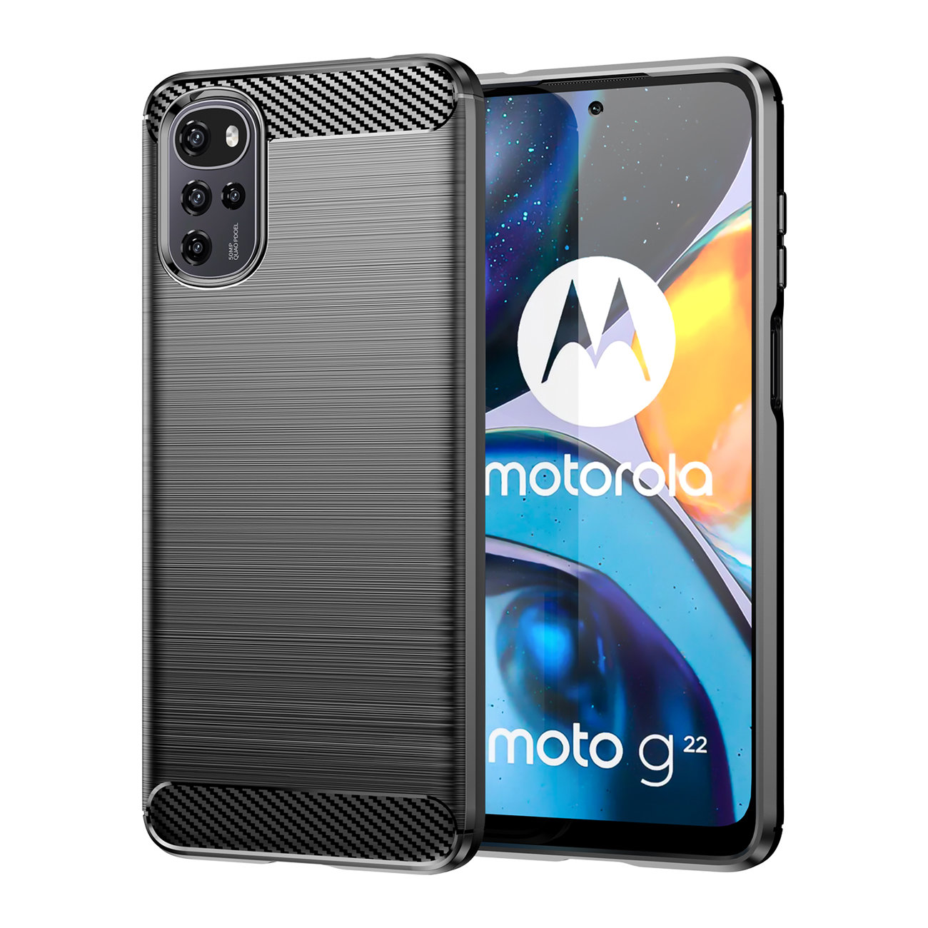 Husa TPU OEM Carbon pentru Motorola Moto E32, Neagra 