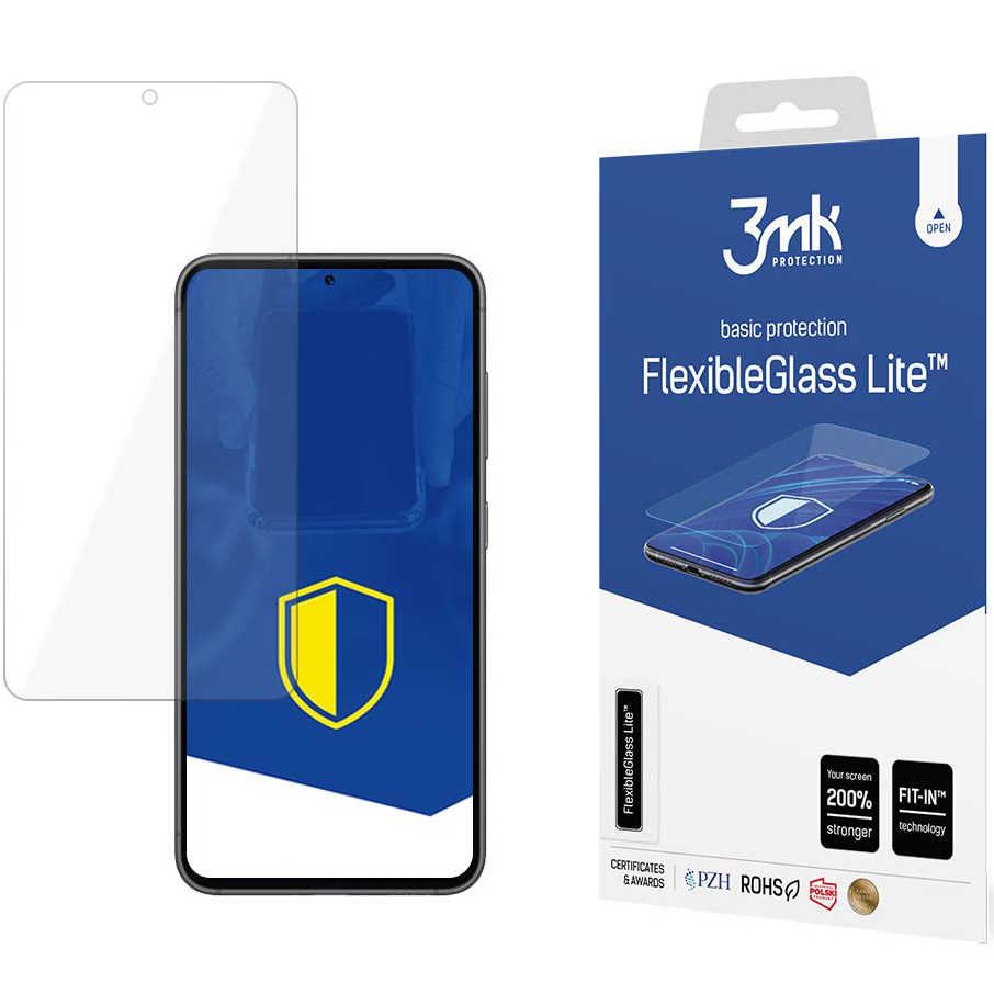 Folie Protectie Ecran 3MK pentru Samsung Galaxy S23+ S916, Sticla Flexibila, Full Glue, Lite, 0.16mm, Transparenta 