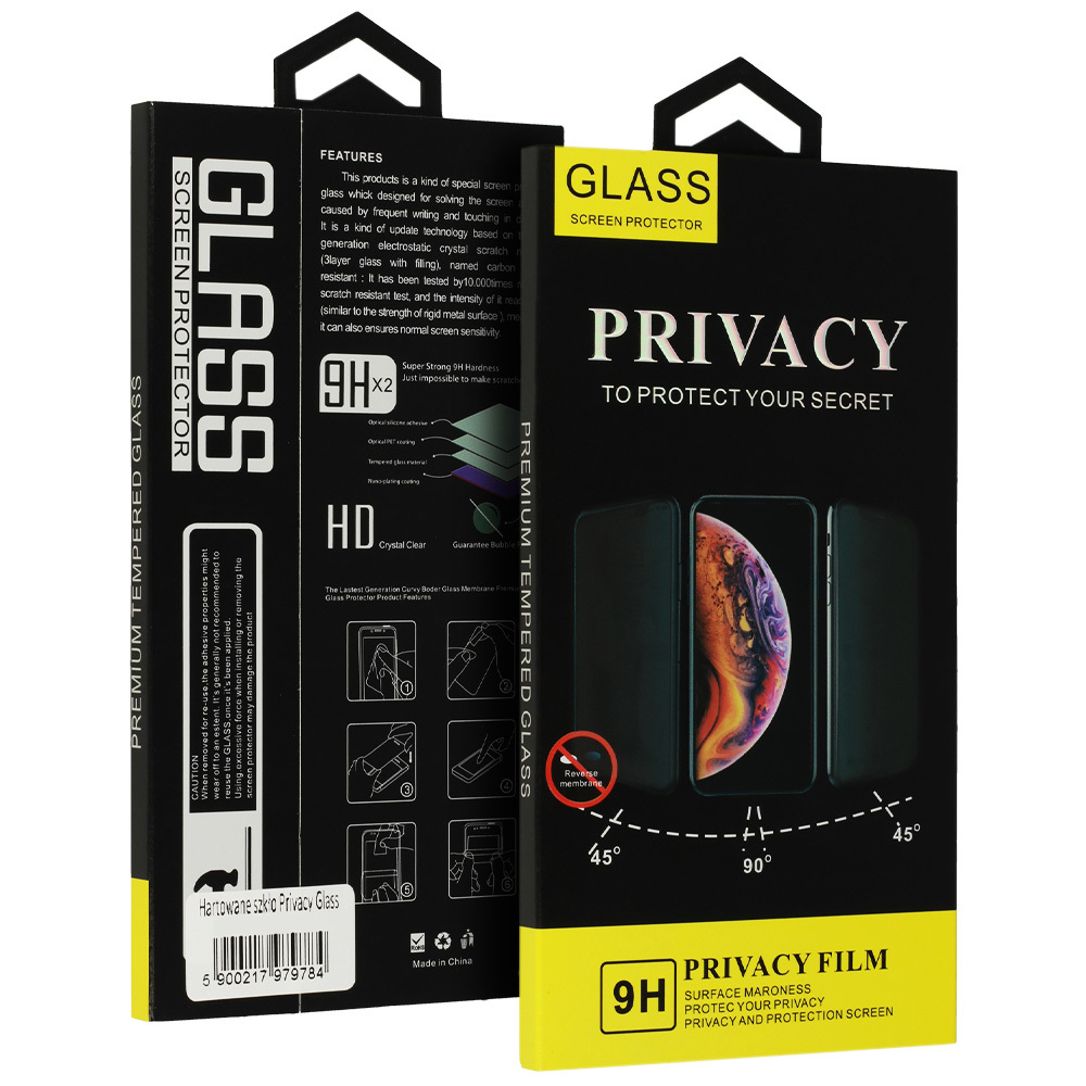 Folie de protectie Ecran Privacy OEM pentru Samsung Galaxy A14 A145 / A14 5G A146, Sticla Securizata, Full Glue, Neagra