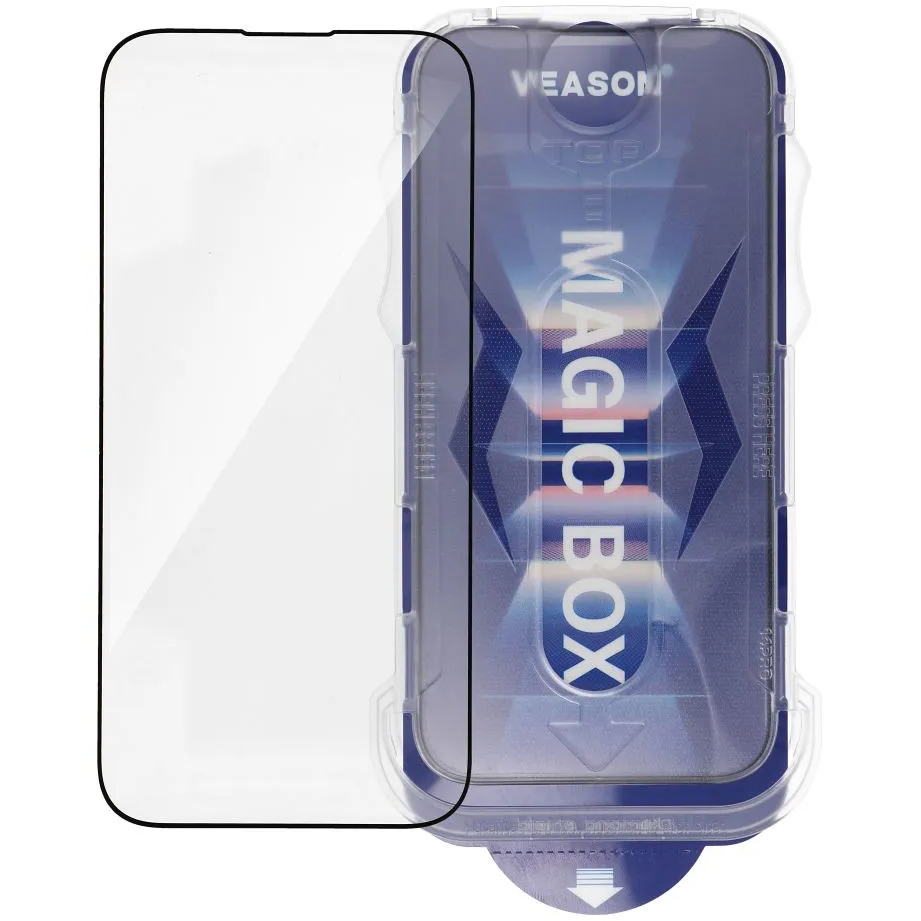 Folie de protectie Ecran Veason pentru Apple iPhone 14 Plus / 13 Pro Max, Sticla Securizata, Full Glue, 6D, Neagra 